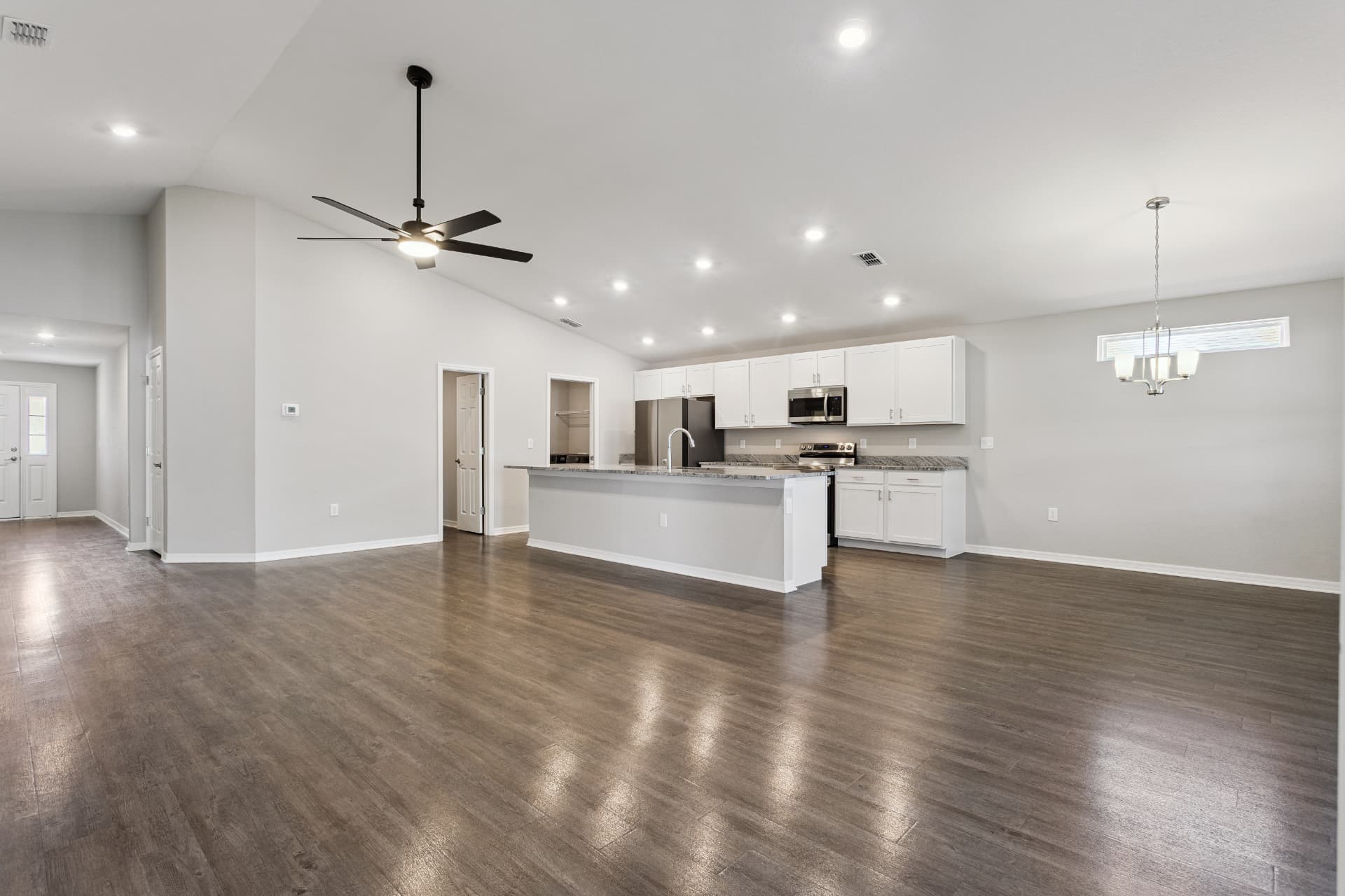 Open living and dining area looking toward the kitchen