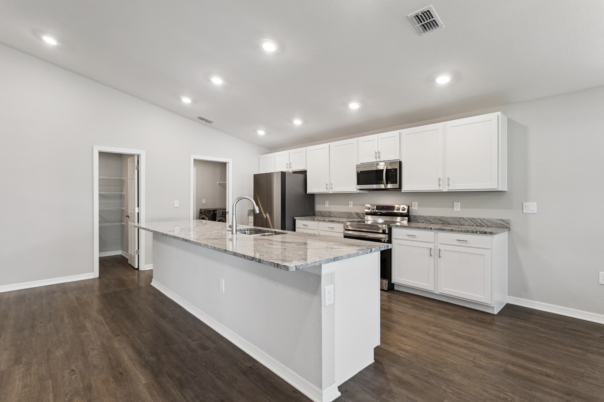 Kitchen island with granite countertops